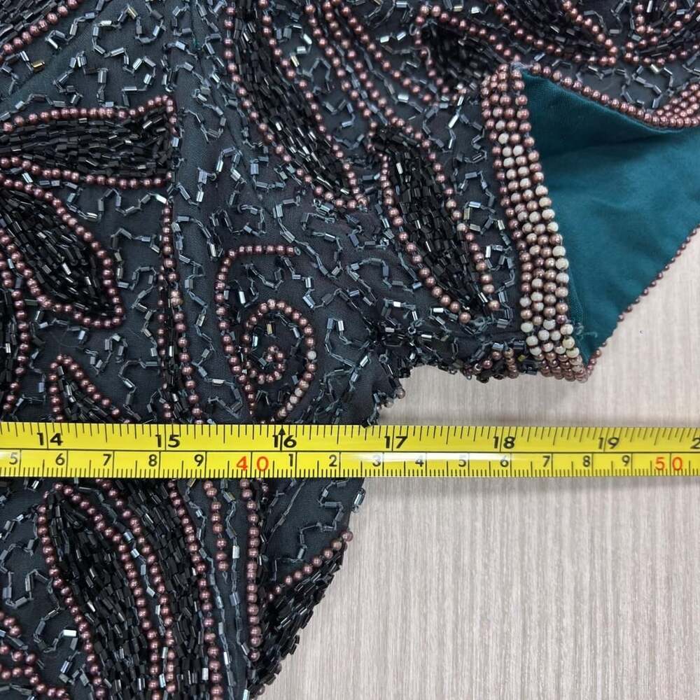 Stenay Vintage Beaded Teal Formal Maxi Dress Size 8 - Picture 4 of 5